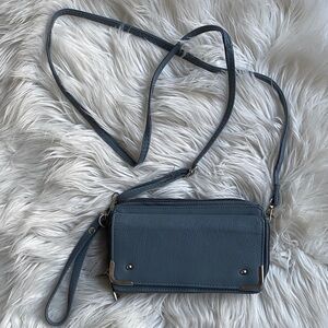 Gray Toned Blue Crossbody Wallet Bag